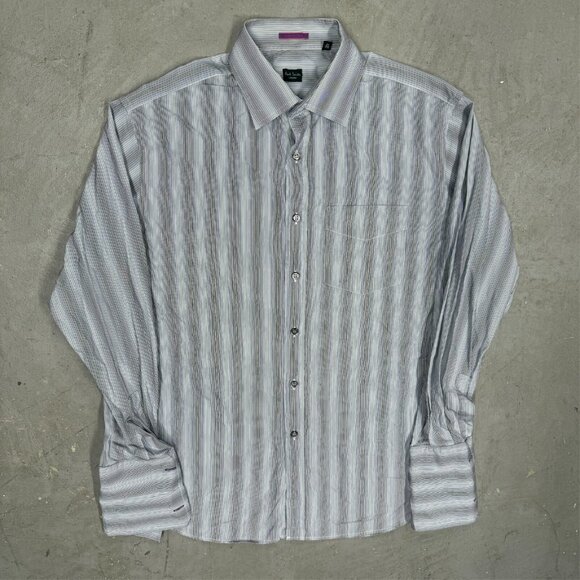 Paul Smith London Striped Dress Shirt French Cuffs Made in Italy 42 16 1/2 Large - Picture 2 of 10